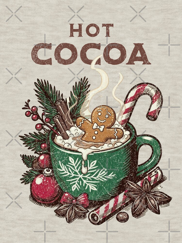 Vintage Hot Cocoa Gingerbread Cute Christmas by dudelinart