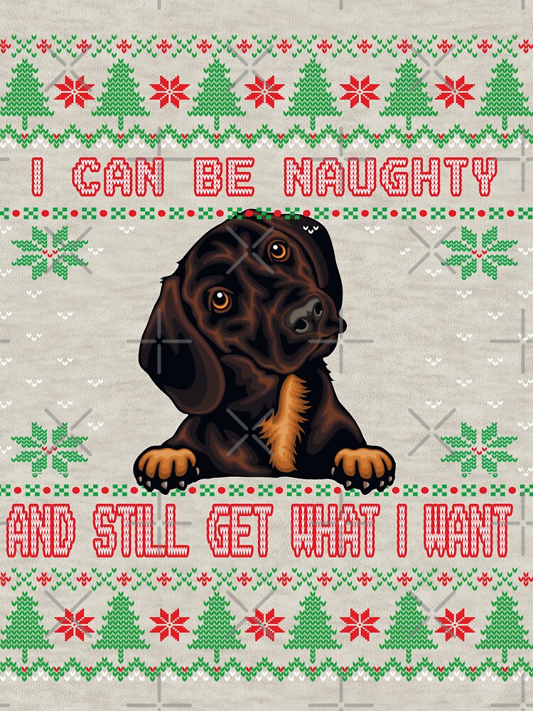 I Can Be Naugty Dachshund Ugly Christmas Sweater Funny by Cuddlythopia