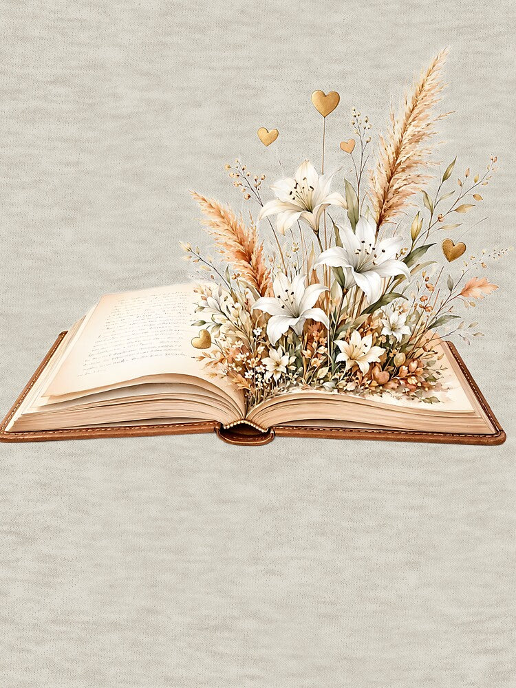 Magical Open Book with White Lilies and Pampas Grass by CraftyValley