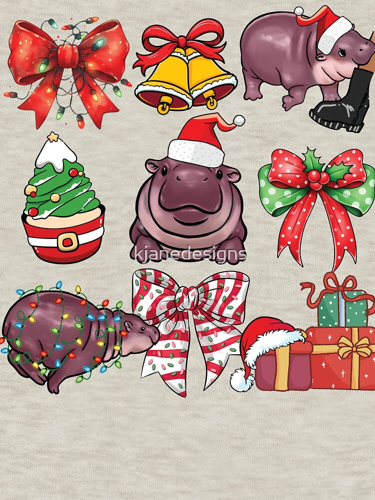 Moo Deng Christmas Coquette by kjanedesigns
