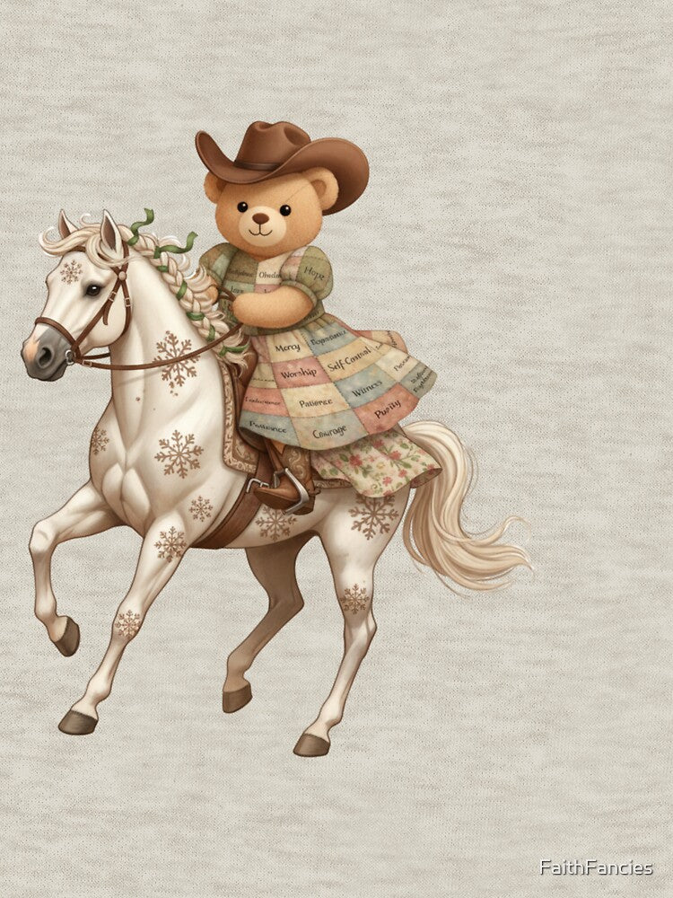 Faithful and True Cowgirl on a Champagne Horse, Christian Cowgirl by FaithFancies