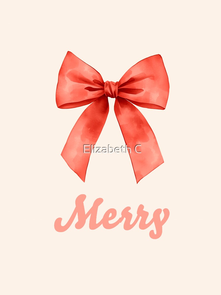 Watercolor Pink Merry Christmas Ribbon Minimalist Design by ElizabethCoelho