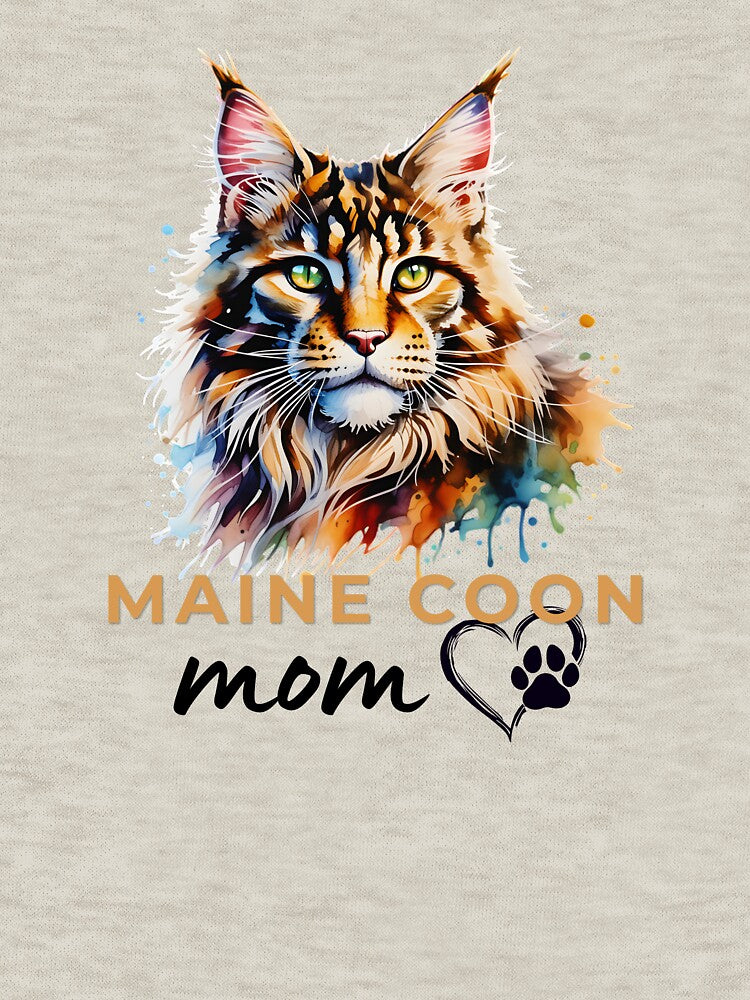 Maine Coon Mom Watercolor Design – Colorful Fluffy Cat Lover Gift for Maine Coon Owners by ArcticFoxStudio