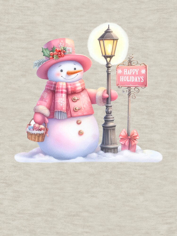 Pink Snowman Christmas Drawing – Whimsical Holiday Art by DarkEmporium20