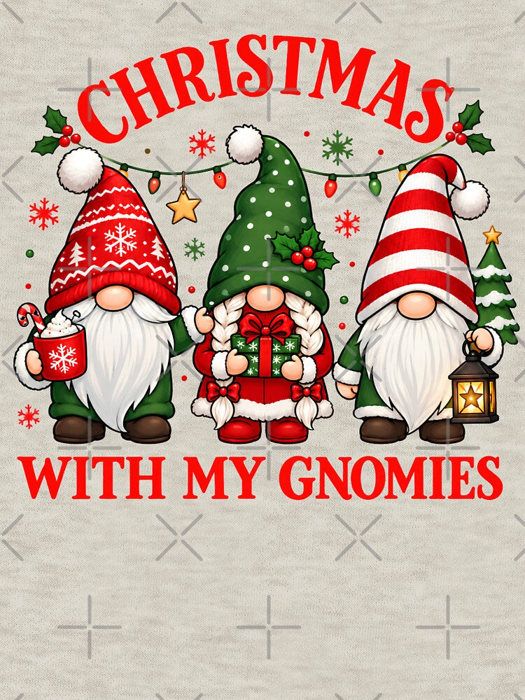 Christmas With My Gnomies Funny Christmas Gnome T-Shirt by Abdelthreads
