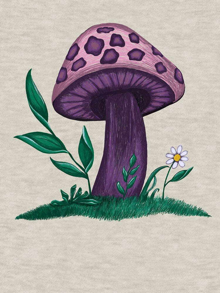 Whimsical Purple Mushroom by ArtflyStudio