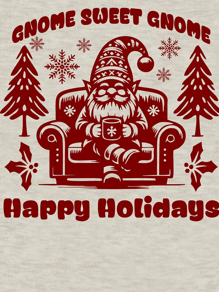 Gnome Sweet Gnome – Cozy Cocoa Christmas Burgundy Holiday T-Shirt by NoGoodDeeds