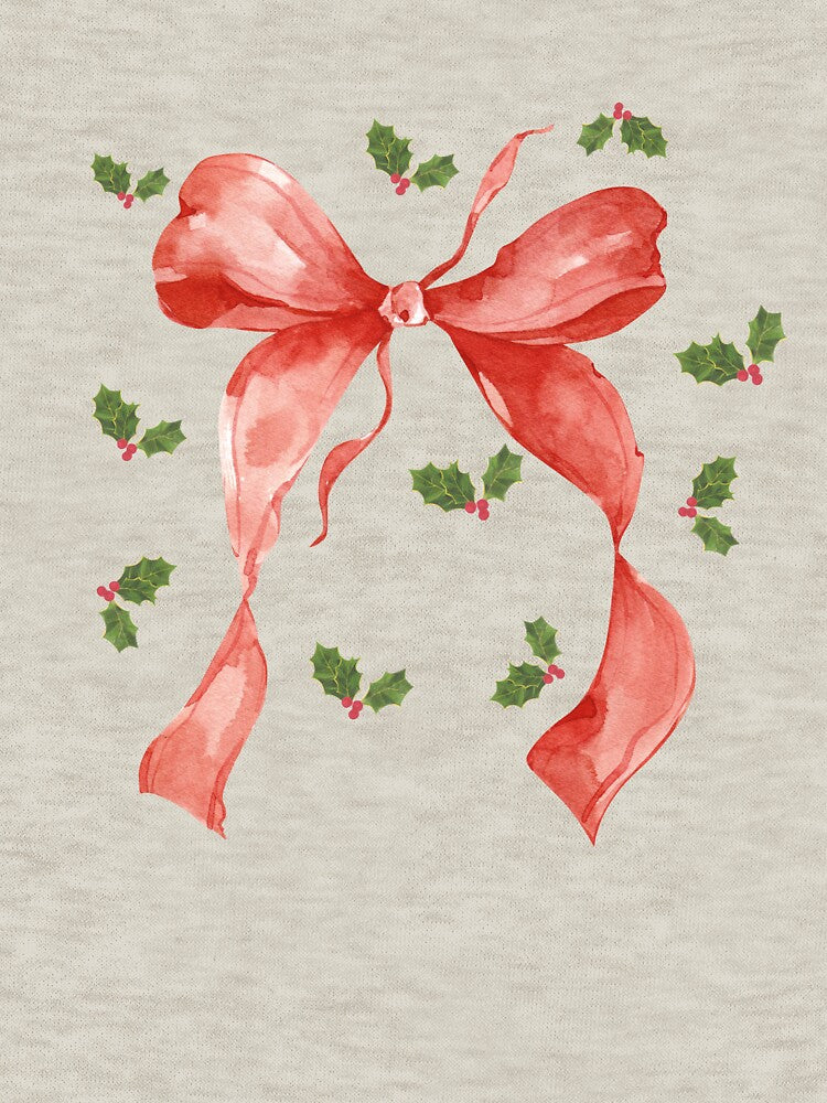 Watercolour Christmas Bow & Holly gift idea by LPrintTheory