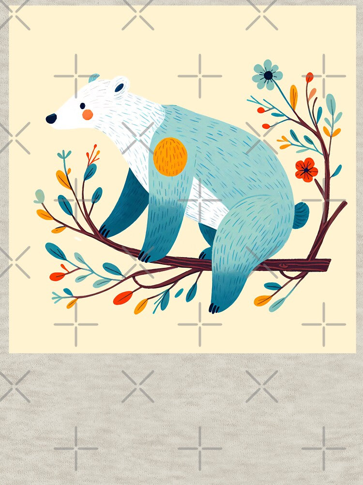 Cute Polar Bear on Branch - Watercolour Folk Art by heidiannemorris © by FOLK ART FUSION