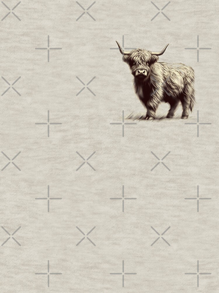 Scottish Highland Cow Abstract Retro Sketch by MaedK