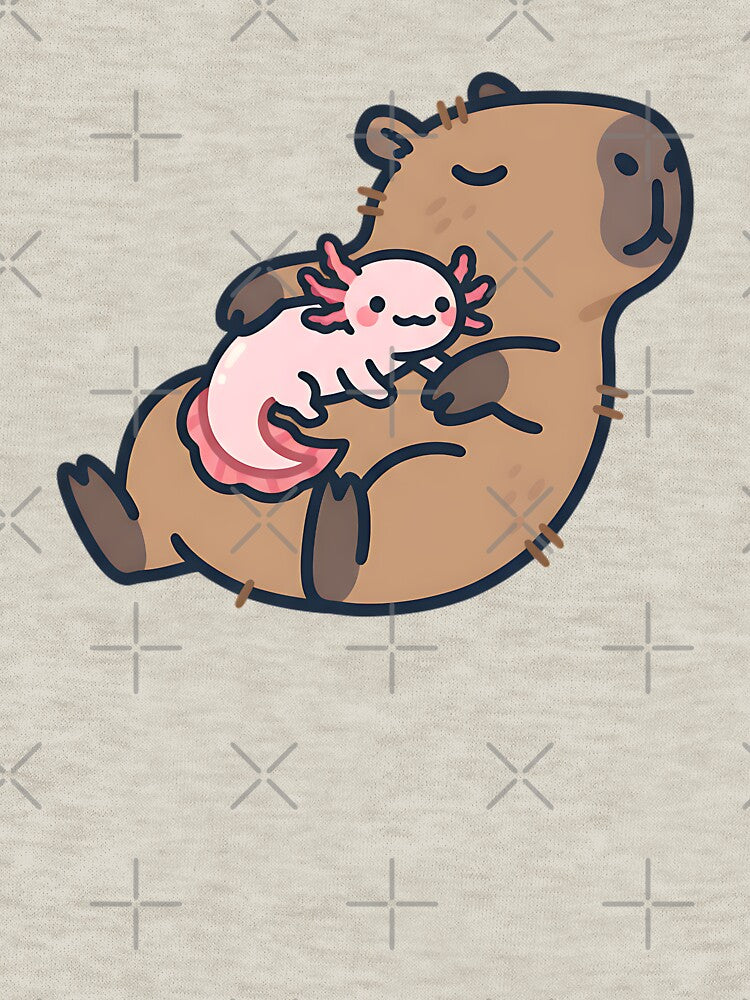 Cute Friendship Capybara and Axolotl by dudelinart