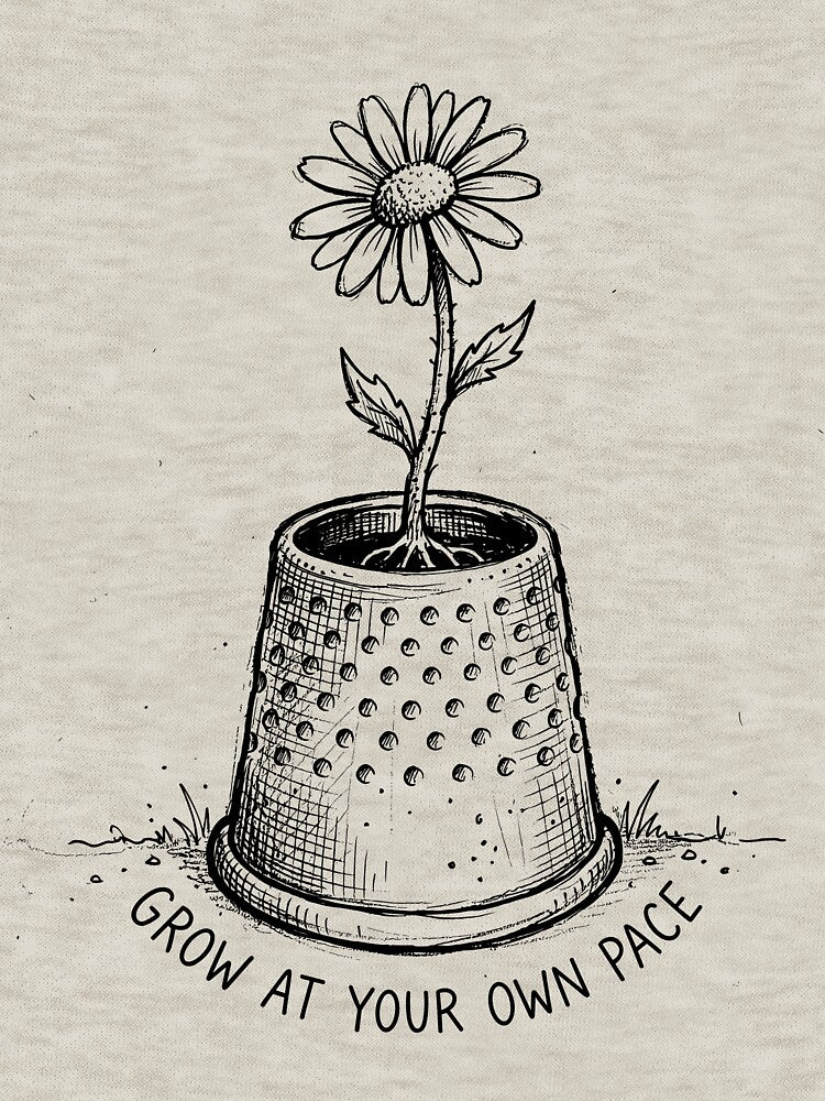 Thimble Flower Basket - Cute Rustic Cottagecore Aesthetic by bapupa