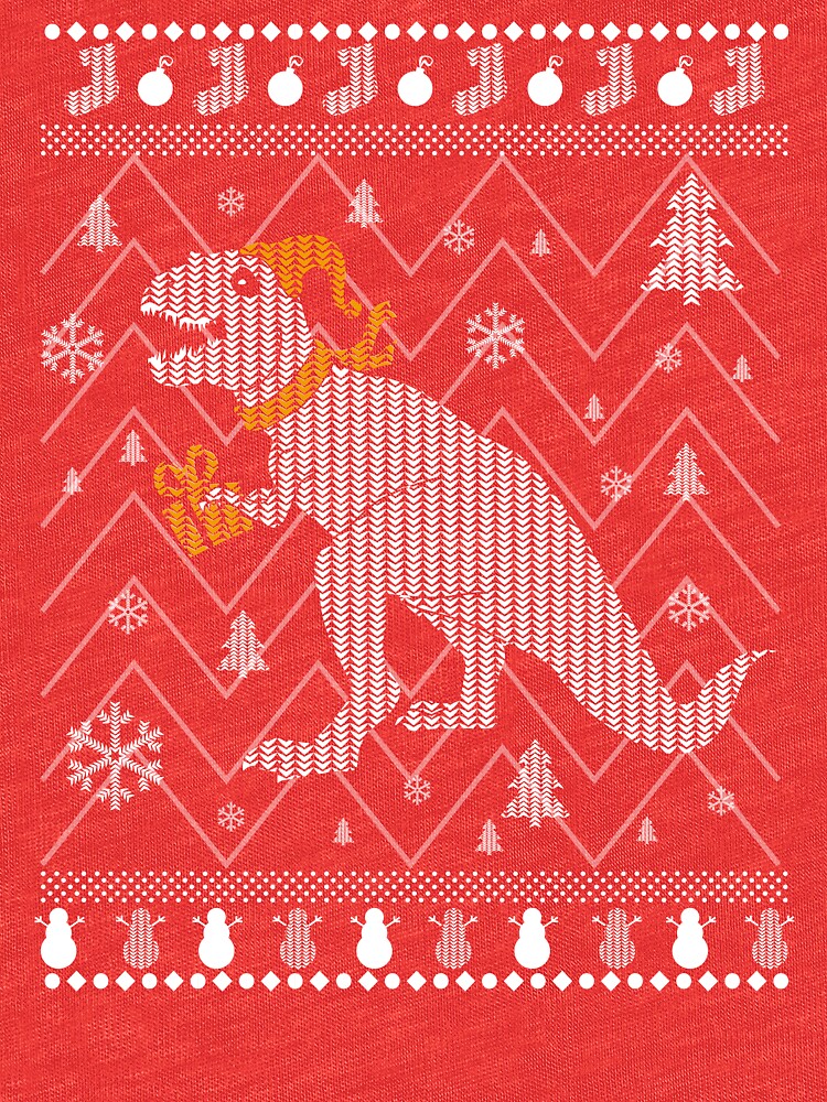 Funny T-Rex Dinosaur Christmas Sweater by teashorts