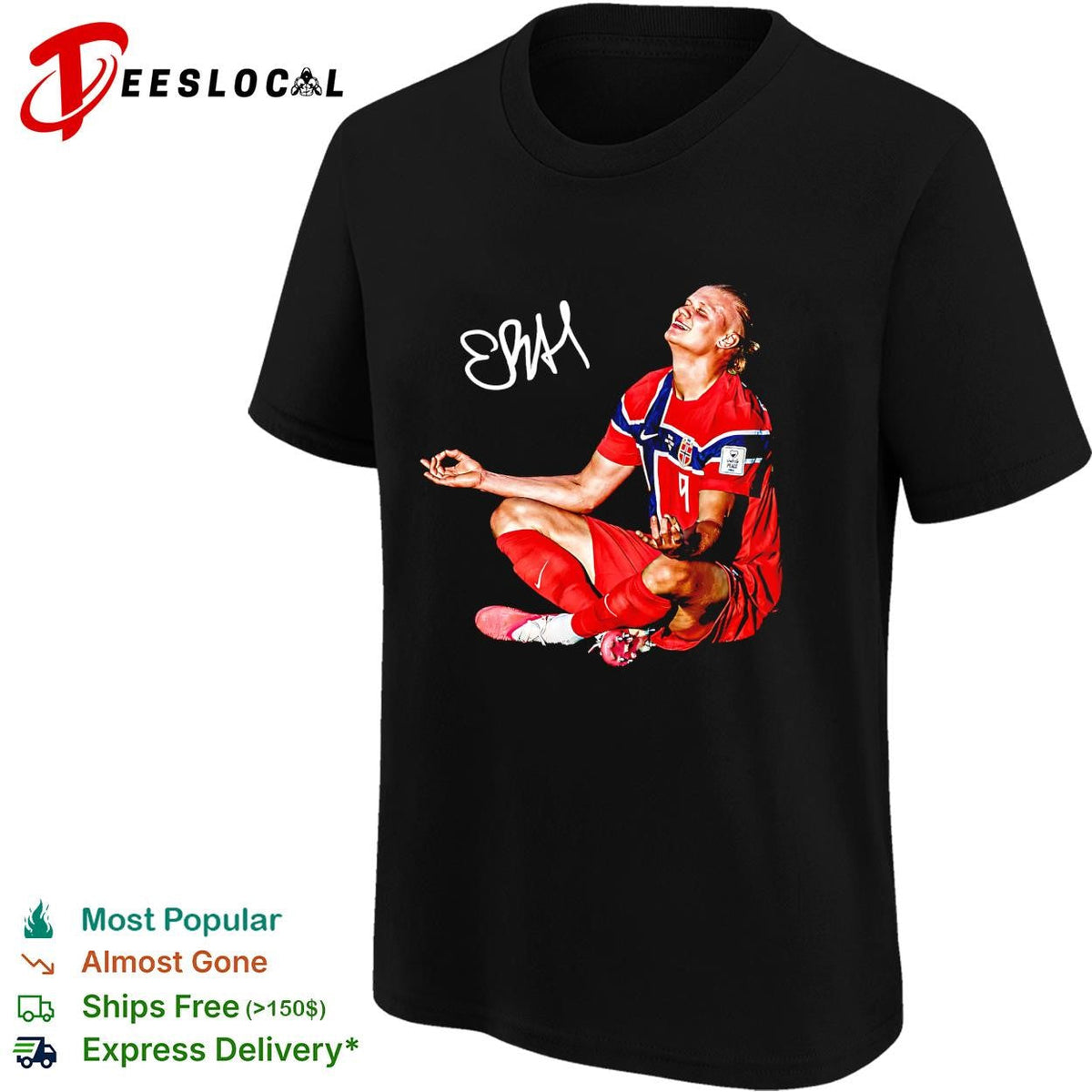 Erling Haaland Norway number 9 meditation celebration signature poster shirt Unisex