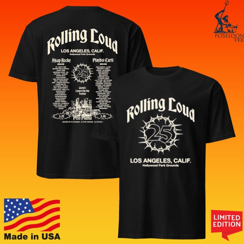 Rolling Loud Los Angeles California 25 Black Lineup Unisex