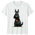 Scottish Terrier Halloween Dog Pumpkin Mens Womens Graphic Tee Unisex