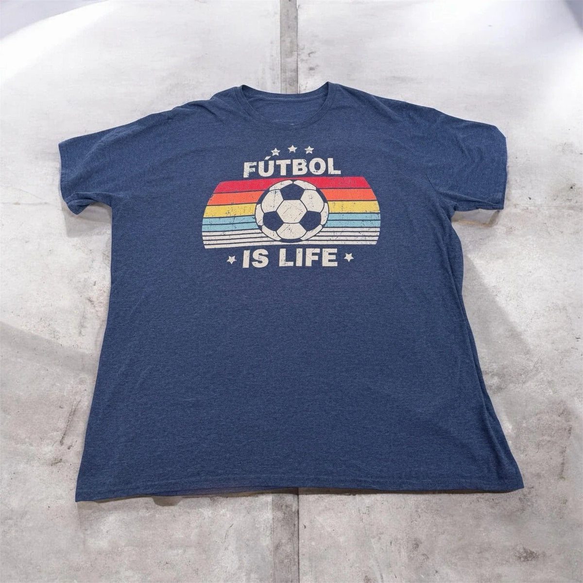 Futbol Is Life Gray Graphic T shirt Soccer Ball 3XL Unisex