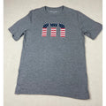 TravisMathew USA Flag Logo Mens S Gray Patriotic Short Sleeve Graphic Tee Unisex
