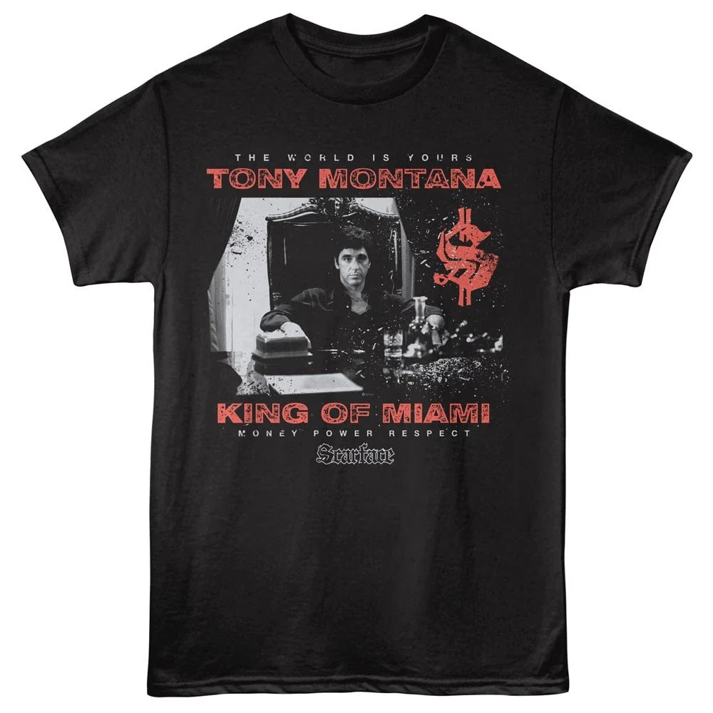 Scarface Movie Tony Montana King Of Miami Men's T Shirt Cuban Drug Mafia Unisex
