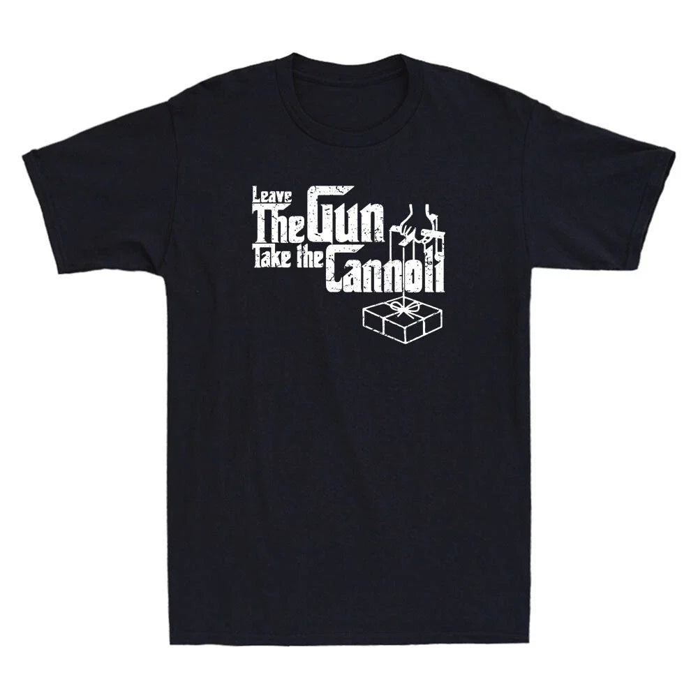 Leave The Gun Take the Cannoli Funny Saying Vintage Men's Short Sleeve Unisex
