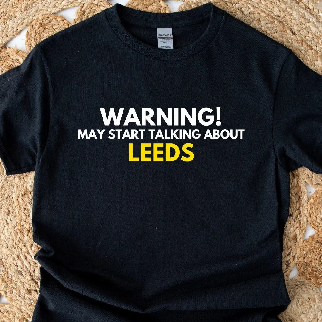 Leeds Football Fan T Shirt White Blue Yorkshire Soccer Gift Tee UK Unisex