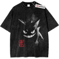 Gengar Anime Graphic Washed Oversized Unisex Streetwear Tee Vintage Unisex
