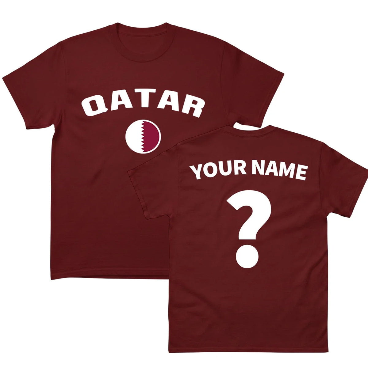 Qatar football T Shirt, Personalised football Tee, Custom Name and Number Top Unisex