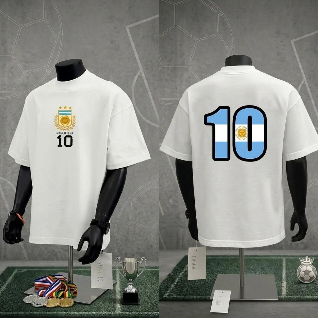 Argentina Soccer Number 10 Football Fan Tee Unisex Oversized Unisex