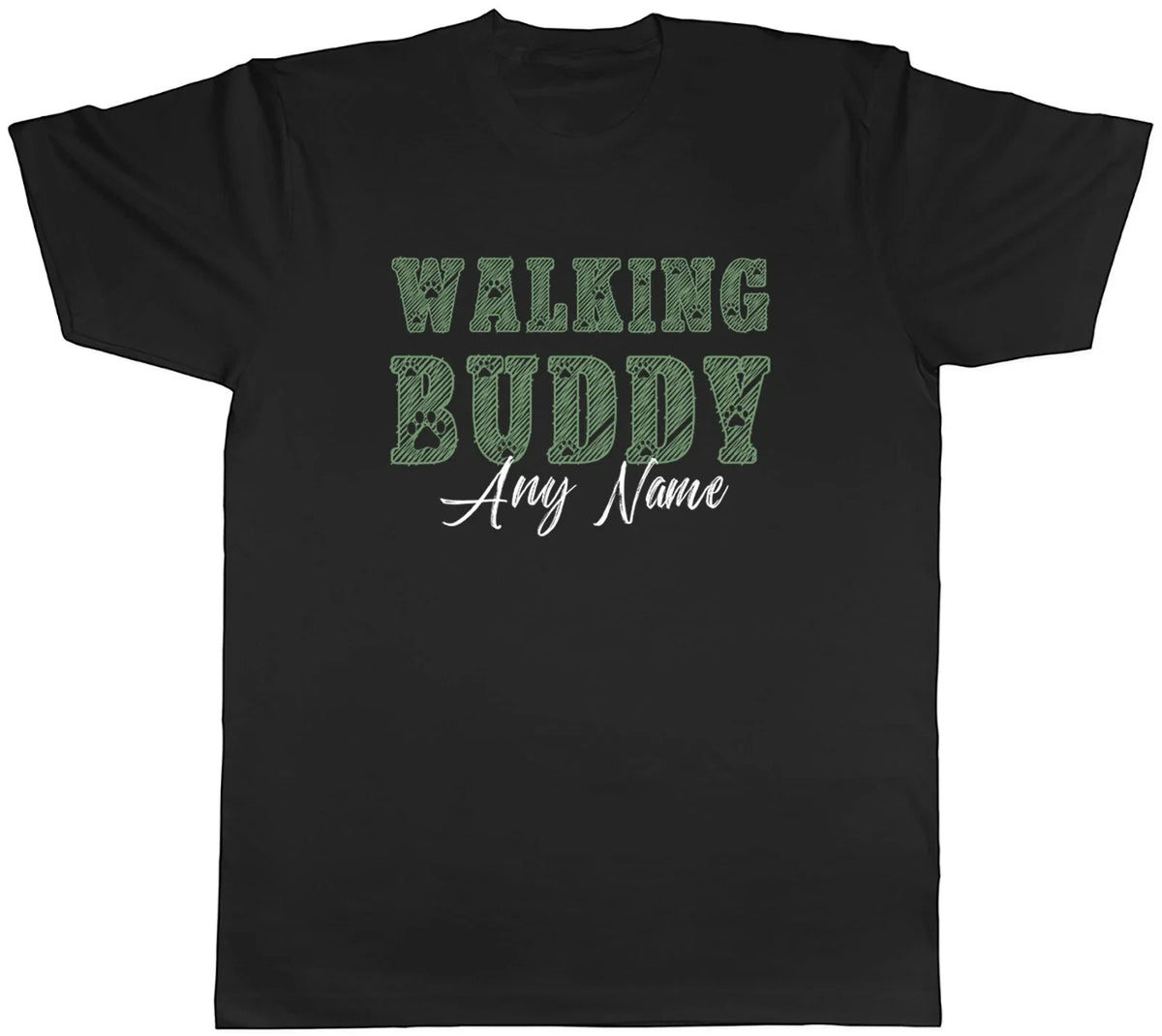 Personalised Any Dog's Name Walking Buddy Mens Tee Gift Top Unisex