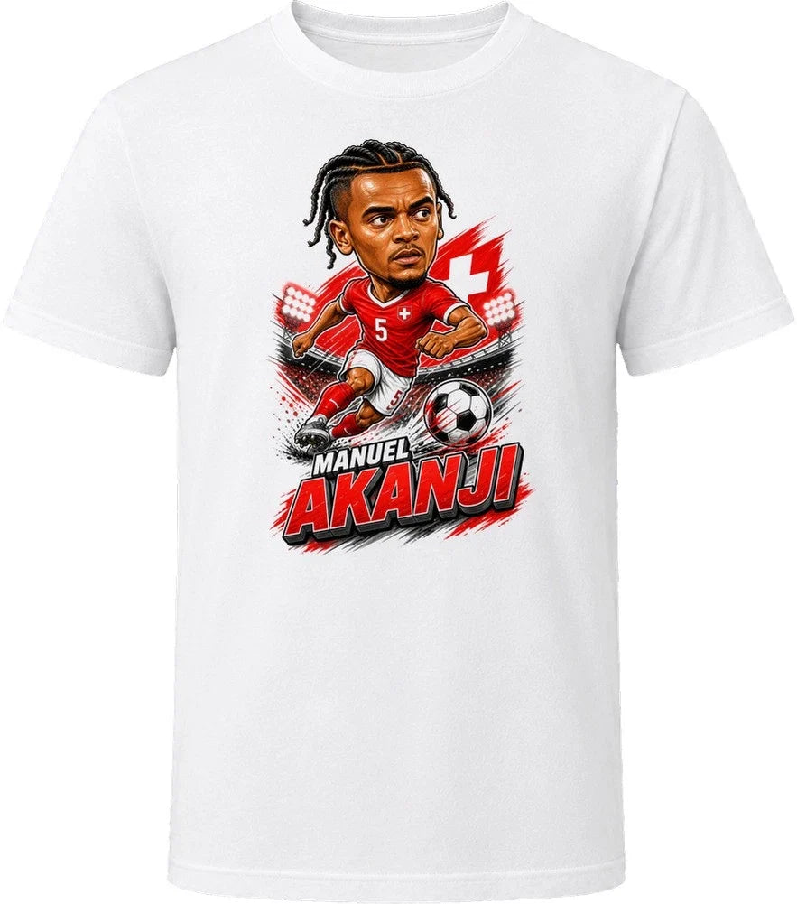 Manuel Akanji, Switzerland Caricature Soccer 2026 T Shirt Unisex