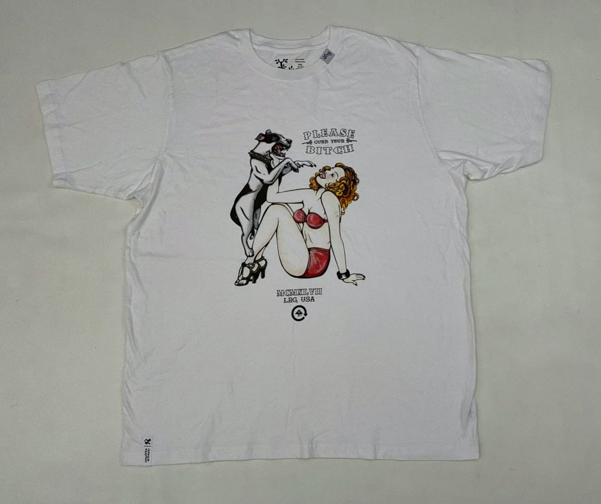 LRG Lifted Research Group Men’s White Cotton Graphic T Shirt Size 4XL Unisex
