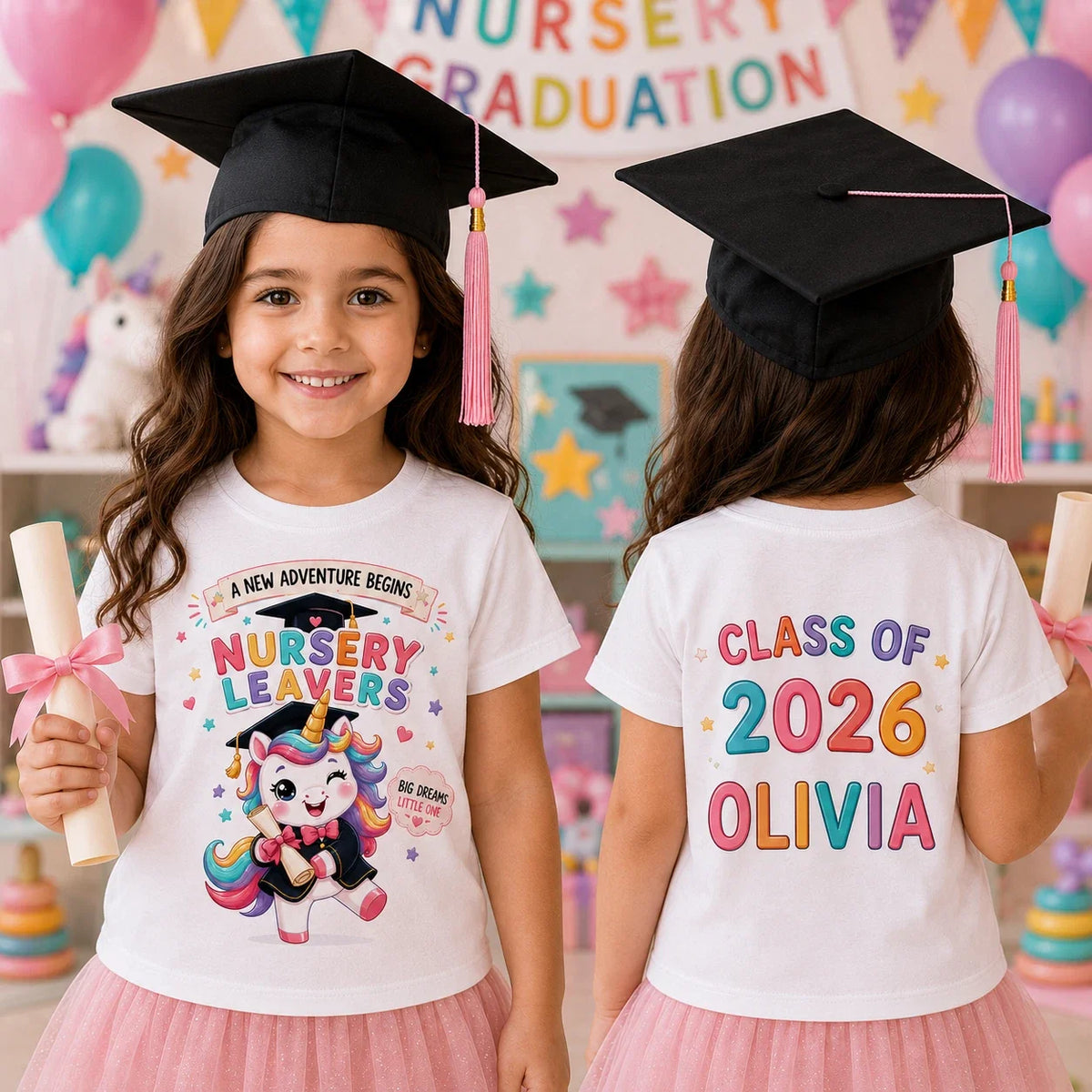 Personalised Nursery Leavers T Shirt, Class Of 2026 Graduation Tee Unisex
