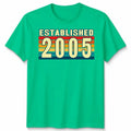 21st Birthday Unisex T Shirt Vintage Established 2005 Custom Year 2026 Unisex