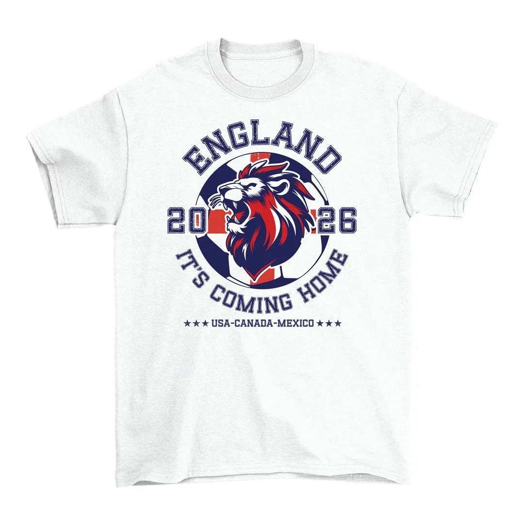 Adults England Lion White T Shirt Football Supporter Lions Fan Tee Top Unisex