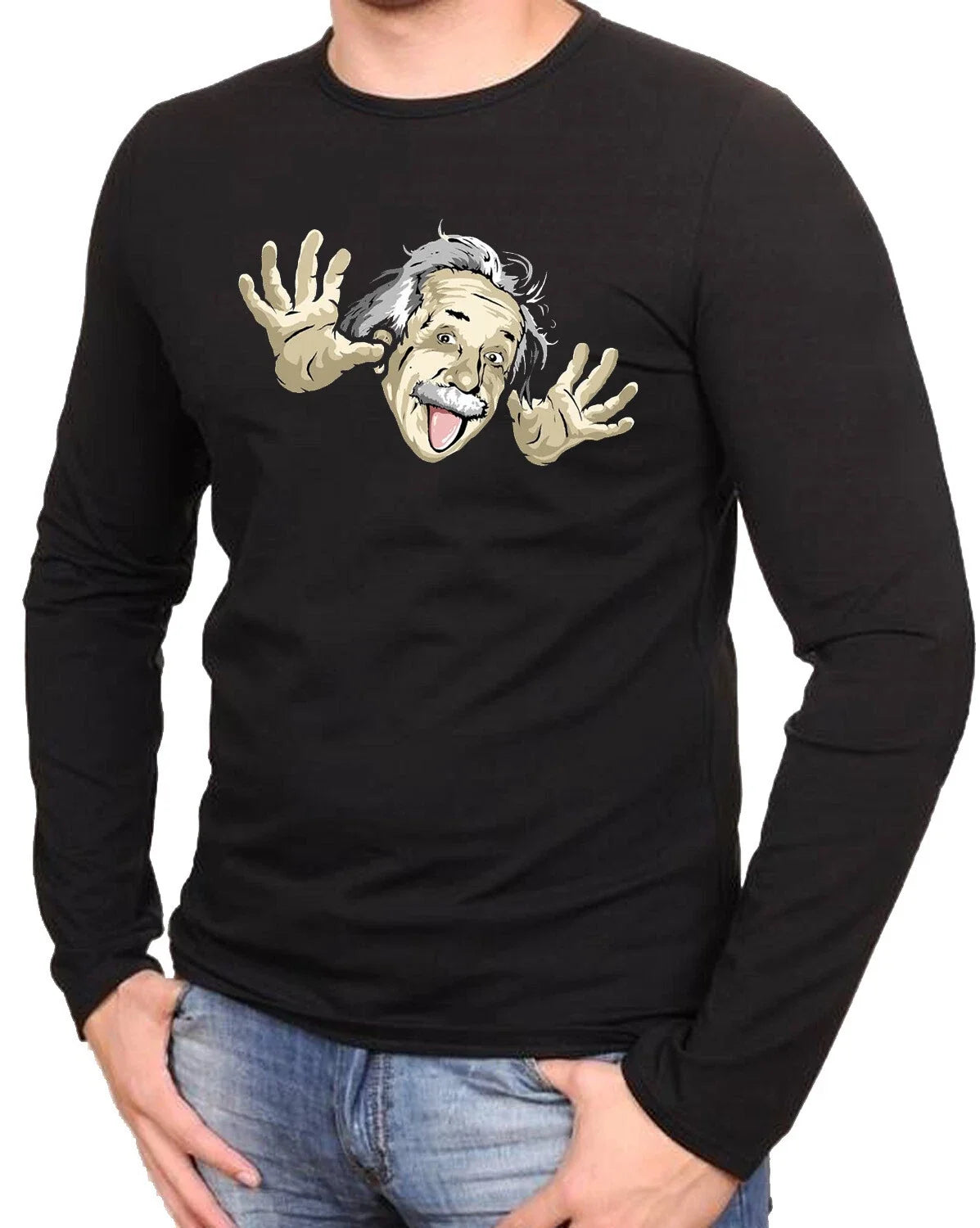 Einstein Albert black long sleeve shirts -102-LA Unisex