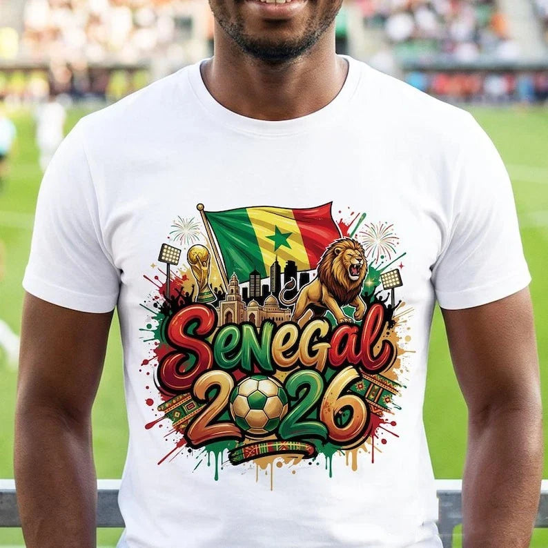 Senegal Soccer Fan TShirt 2026 Men Women, African Lion Graphic Tee Unisex