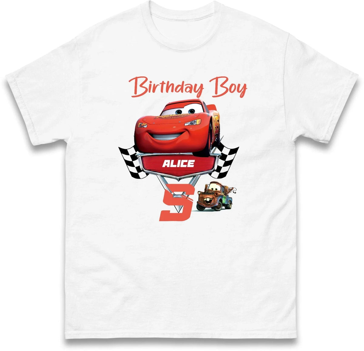 Personalised Printed Cars Birthday T Shirt, Theme Party shirt, Birthday Gift, Unisex