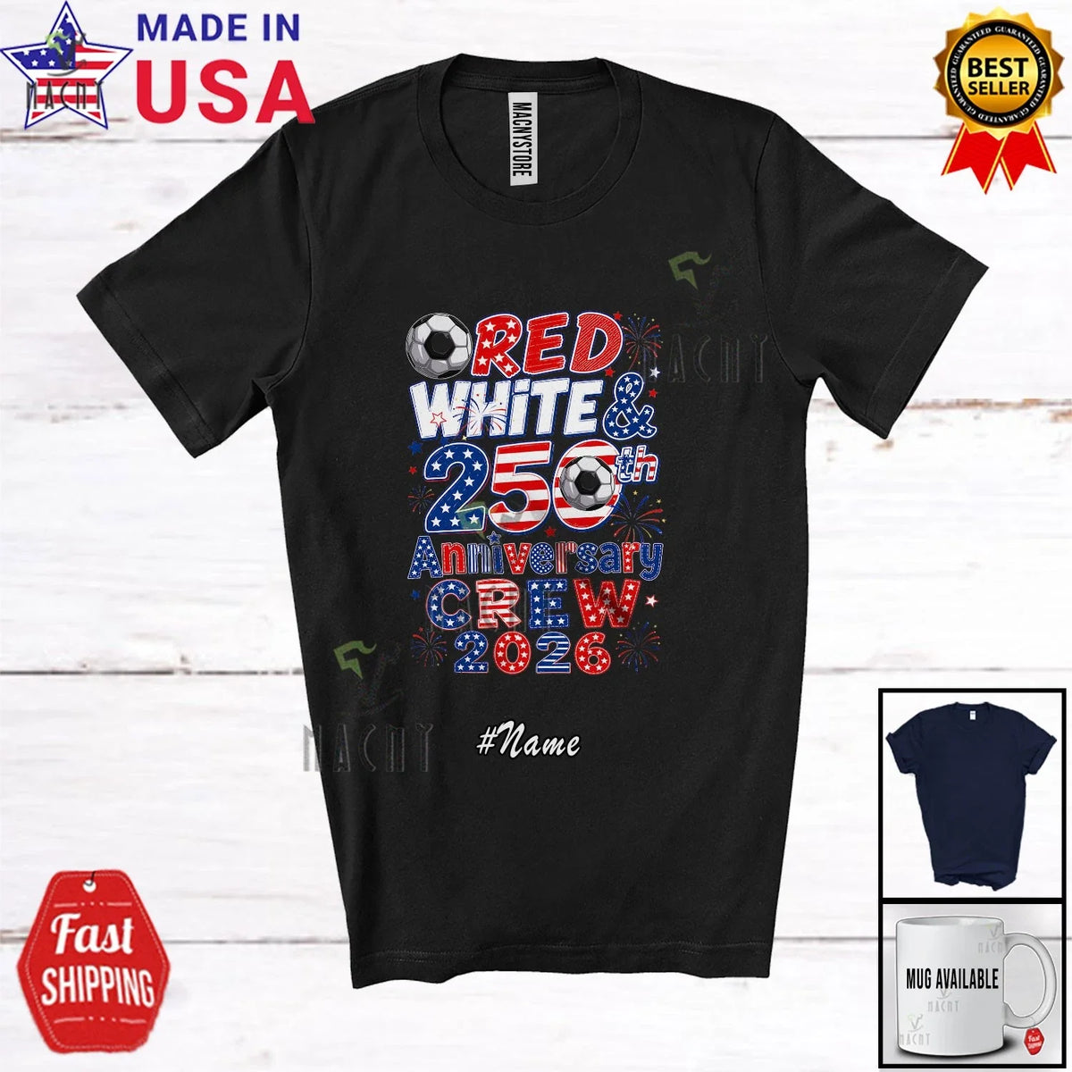 Custom Name Red White 250th Crew 2026; 4th Of July Soccer Player Patriotic Shirt Unisex