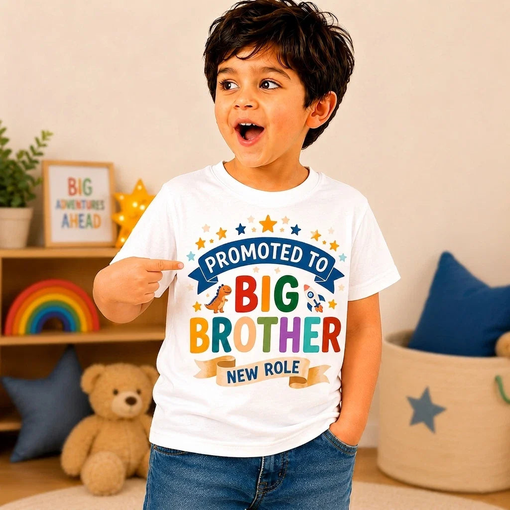 Promoted To Big Brother T Shirt, New Brother Gift Idea Unisex
