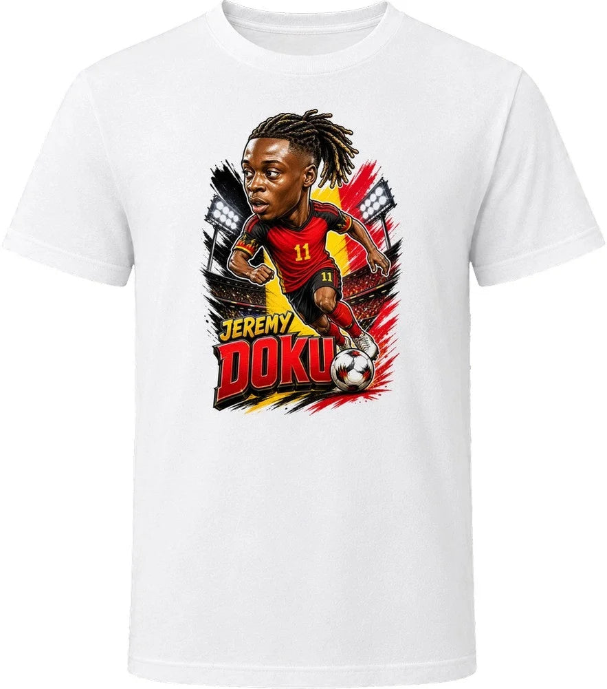 Jeremy Doku, Belgium Caricature Soccer 2026 T Shirt Unisex