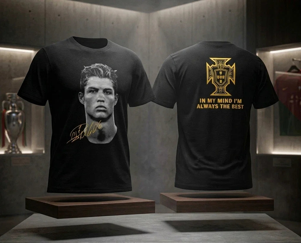 Cristiano Ronaldo Vintage Tee, Black Gold Soccer Fan Shirt, Unisex Football Unisex