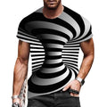Camiseta Hombres 3D Ilusión óptica Novedad Manga Corta Negro Blanco Espiral Moda Unisex