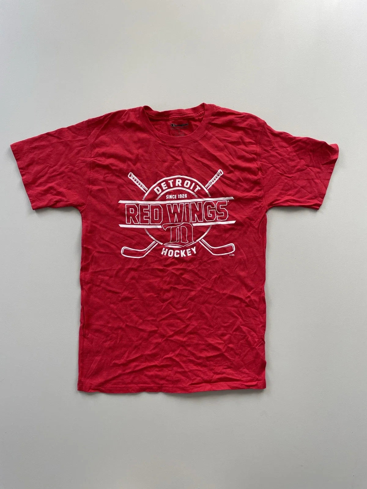 Champion Detroit Red Wings Hockey Men's Size S Red Modern Unisex