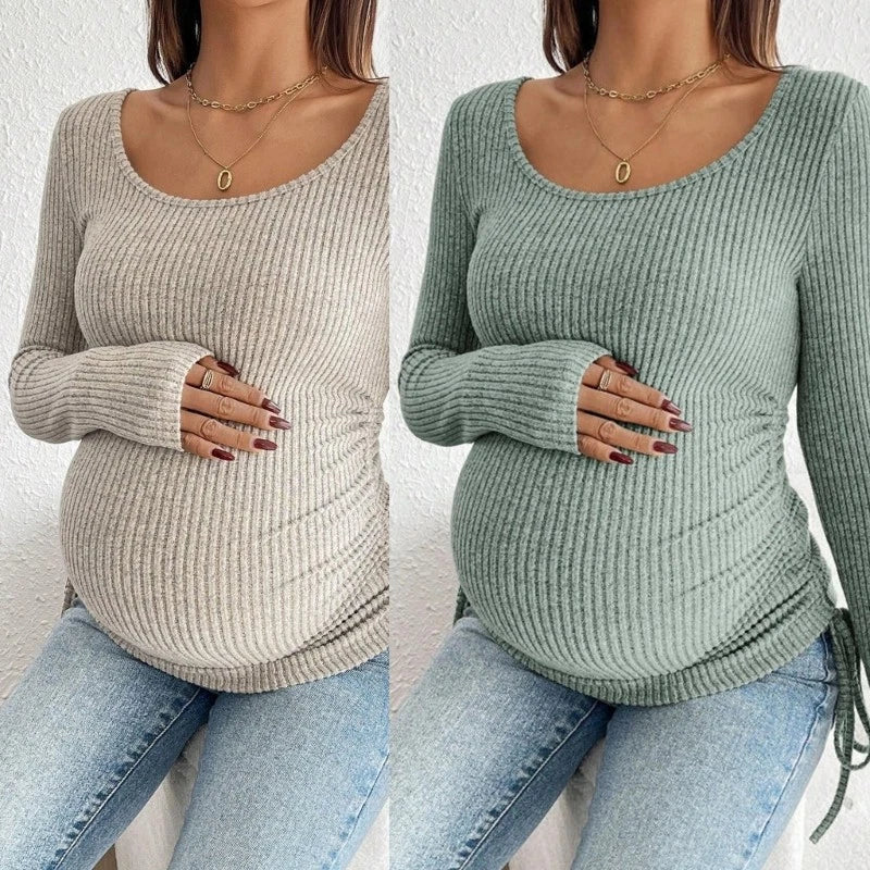 Comfort First Pregnancy Breathable Stylish Ruched Hems Long Sleeves for Mom Unisex