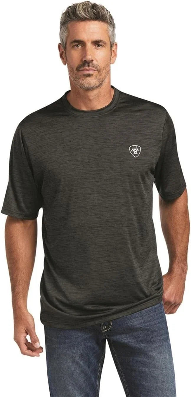 Ariat Men's Charger Vertical Flag Short Sleeve Casual Shirt - Charcoal Unisex