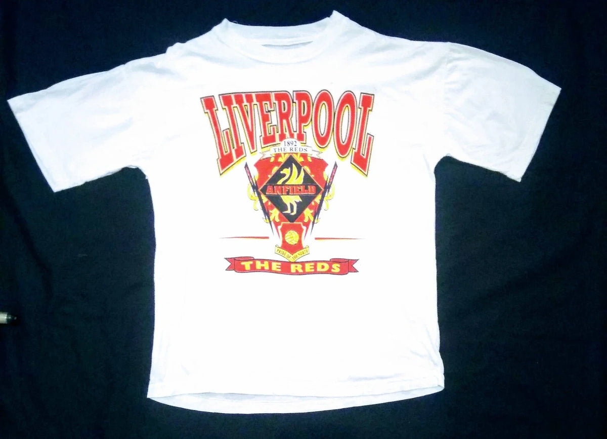 Vintage Liverpool FC T Shirt 90s Anfield The Reds White Rare Retro Football Tee Unisex