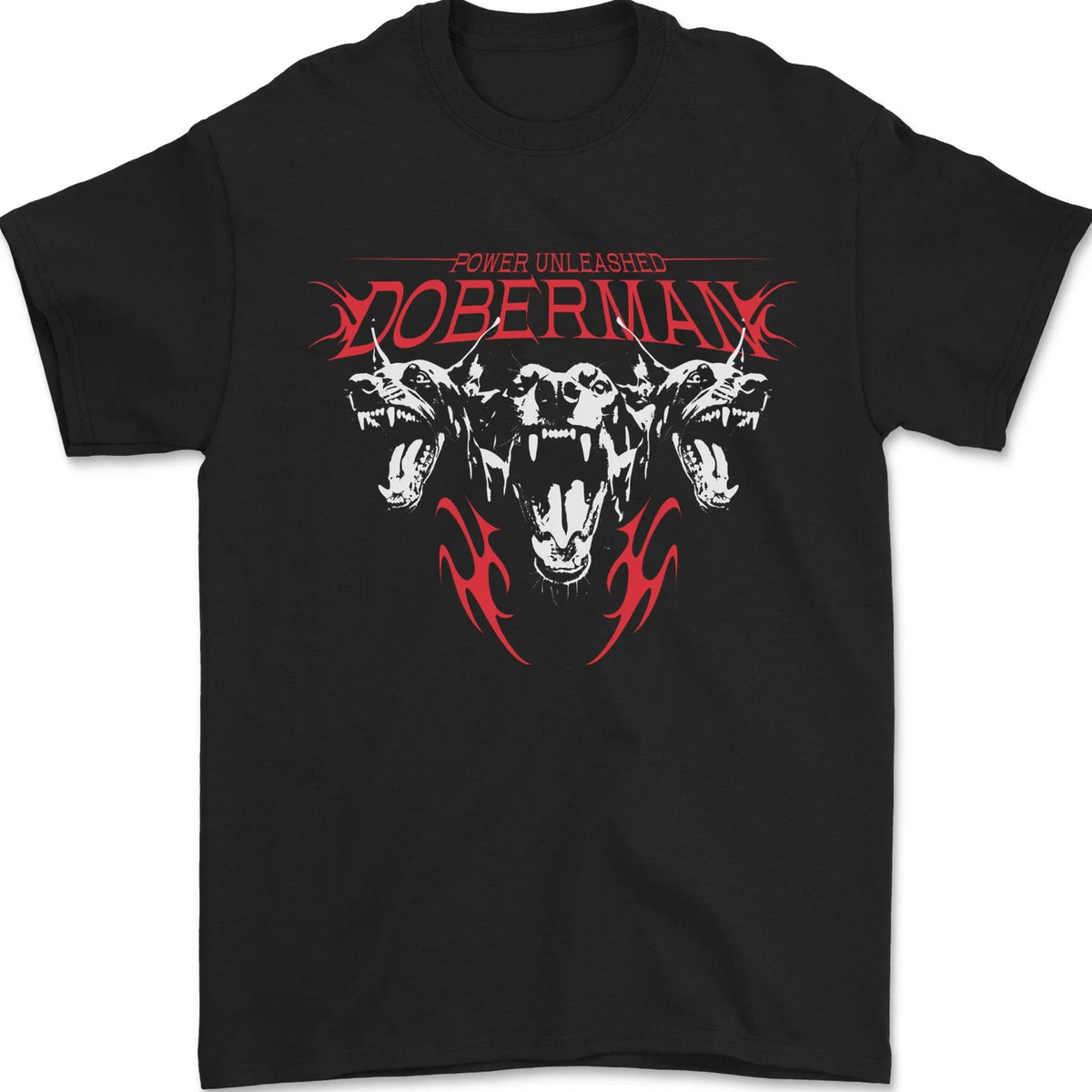 Doberman Power Unleashed Dog Mens 100% Cotton Unisex