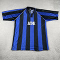 Vintage Soccer Jersey XL Shirt A.D.E #12 Iridescent Black & Blue Futbol Unisex