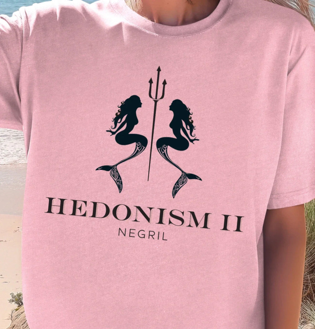 Hedonism II Mermaid Trident Tee | Retro Resort Graphic , Jamaica Shirt Unisex