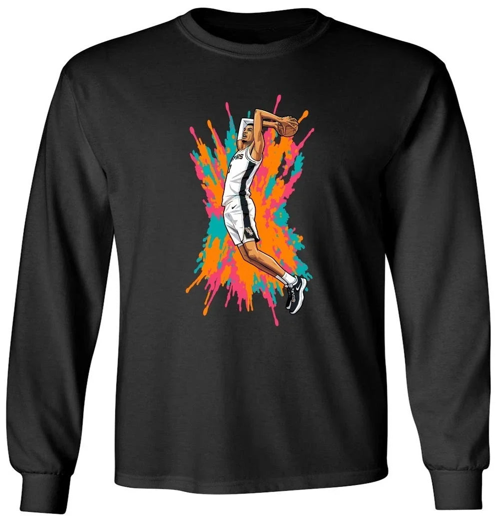 Victor Wembanyama Spurs Spray Paint Long Sleeve Unisex